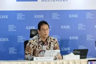 Menteri Keuangan Purbaya Yudhi Sadewa usai rapat KSSK. (sumber: Owrite/Anisa Aulia)
