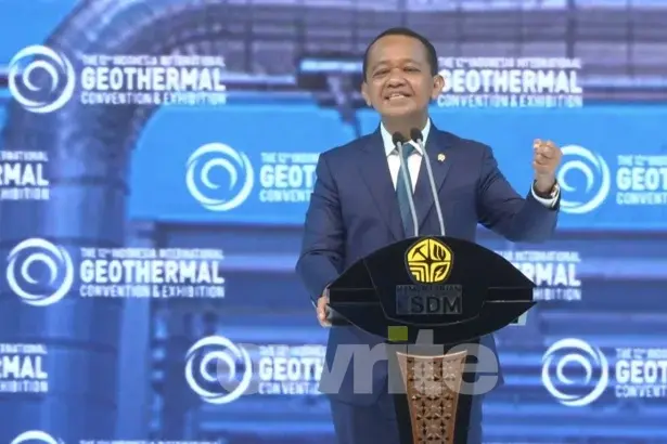 Menteri Bahlil Lahadalia Saat Pidato Dalam Pembukaan Indonesia International Geothermal Convention and Exhibition (IIGCE) 2026, di Jakarta Rabu, 19 Agustus 2026. (Sumber: Owrite/Natania Longdong)