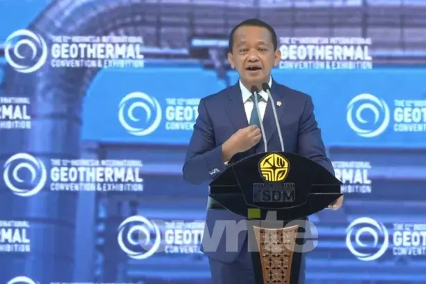 Menteri ESDM Bahlil Lahadalia Saat Pidato Dalam Pembukaan Indonesia International Geothermal Convention and Exhibition (IIGCE) 2026, Rabu, 19 Agustus 2026. (Sumber: Owrite/Natania Longdong)