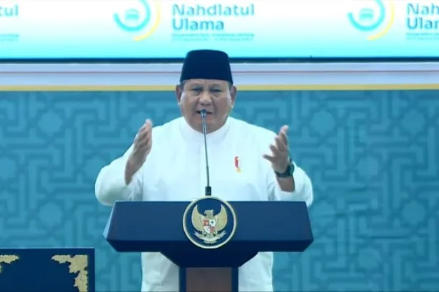 Presiden RI Prabowo Subianto saat penutupan Muktamar NU.