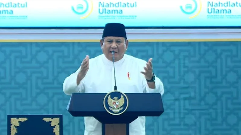 Presiden RI Prabowo Subianto saat penutupan Muktamar NU.