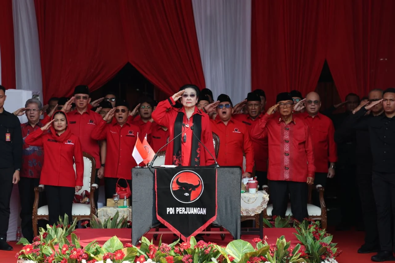 Ketua Umum PDIP Megawati Soekarnoputri dalam Upacara HUT RI ke-81 di Lenteng Agung, Jakarta Selatan, 17 Agustus 2026.