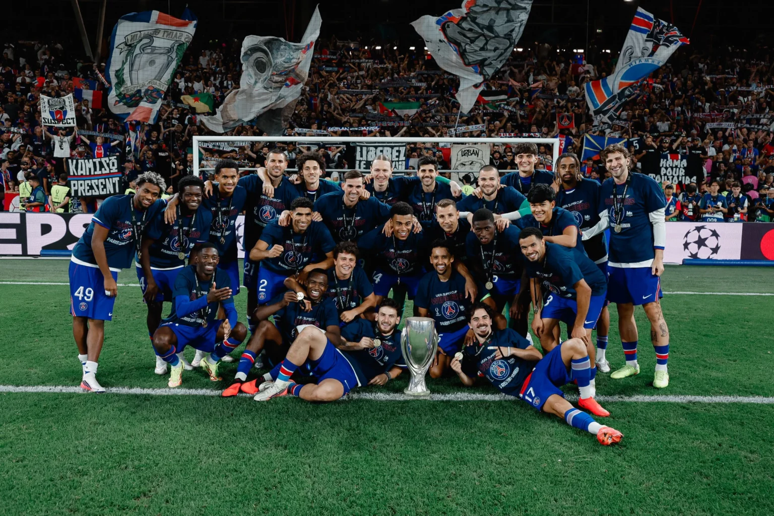 PSG jadi kampiun UEFA Super Cup 2026 setelah mengalahkan Aston Villa, 13 Agustus 2026, di Austria.