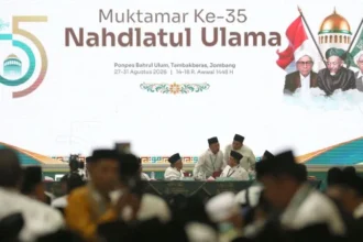 Peserta Muktamar ke-35 Nahdlatul Ulama (NU) di Jombang, Jawa Timur.