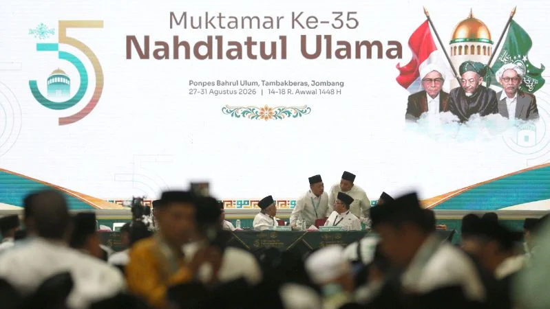 Peserta Muktamar ke-35 Nahdlatul Ulama (NU) di Jombang, Jawa Timur.