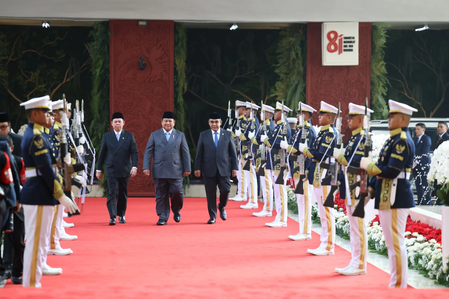 Presiden Prabowo Subianto tiba di Gedung MPR/DPR/DPD. (Sumber: Dok. DPR)