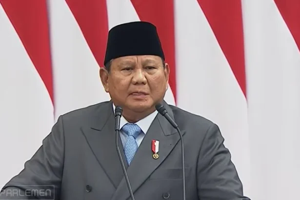 Presiden RI Prabowo Subianto saat pidato di Sidang Tahunan MPR.