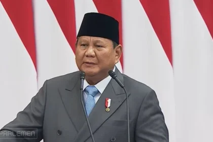 Presiden RI Prabowo Subianto pidato saat Sidang Tahunan MPR.