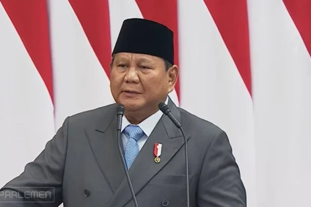 Presiden RI Prabowo Subianto pidato saat Sidang Tahunan MPR.