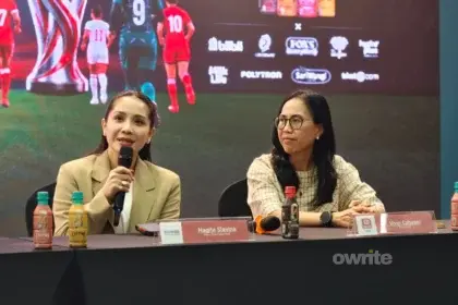 CEO RANS Entertainment Nagita Slavina dalam konferensi pers di kantor I.League, Kamis 20 Agustus 2026.
