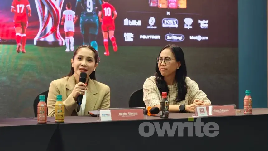 CEO RANS Entertainment Nagita Slavina dalam konferensi pers di kantor I.League, Kamis 20 Agustus 2026.