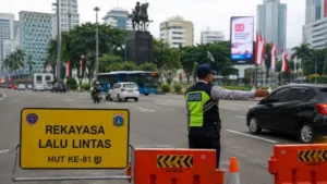Ilustrasi rekayasa lalu lintas di Jakarta saat perayaan HUT RI.