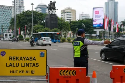 Ilustrasi rekayasa lalu lintas di Jakarta saat perayaan HUT RI.