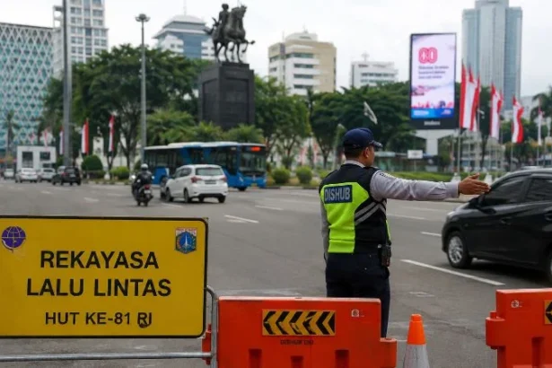 Ilustrasi rekayasa lalu lintas di Jakarta saat perayaan HUT RI.