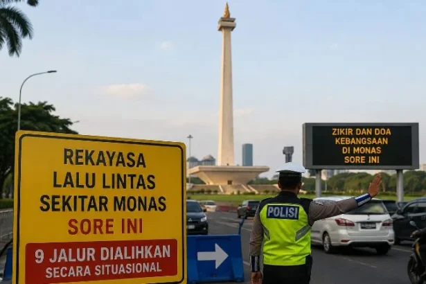 Ilustrasi rekayasa lalu lintas sekitar kawasan Monas, Jakarta Pusat.