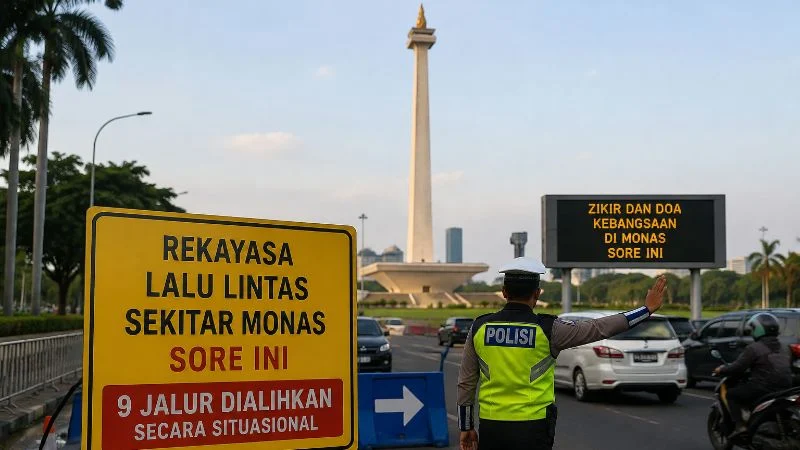 Ilustrasi rekayasa lalu lintas sekitar kawasan Monas, Jakarta Pusat.