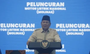 Presiden Prabowo Subianto di Peluncuran Motor Listrik Nasional (Molinas). (Sumber: YouTube BPMI)
