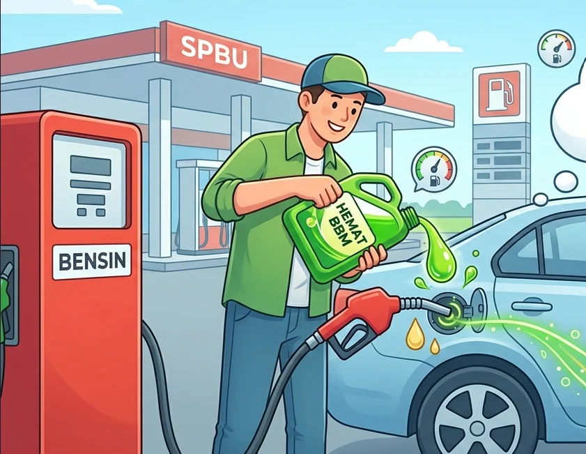 Ilustrasi BBM dicampur (Gambar ilustrasi dibuat oleh AI)