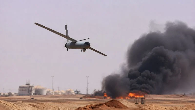 Ilustrasi serangan drone Houthi.