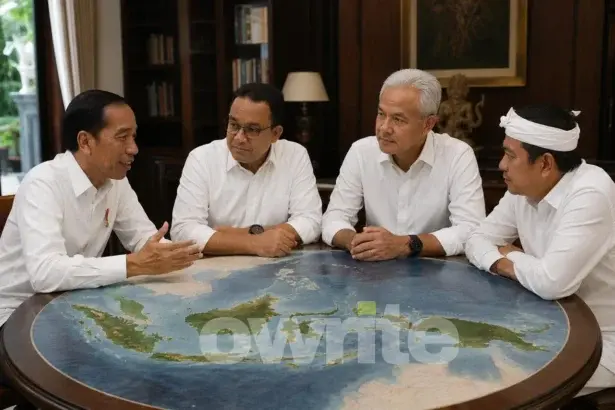 Ilustrasi Jokowi, Aniel Baswedan, Ganga dan Dedi Mulyadi.
