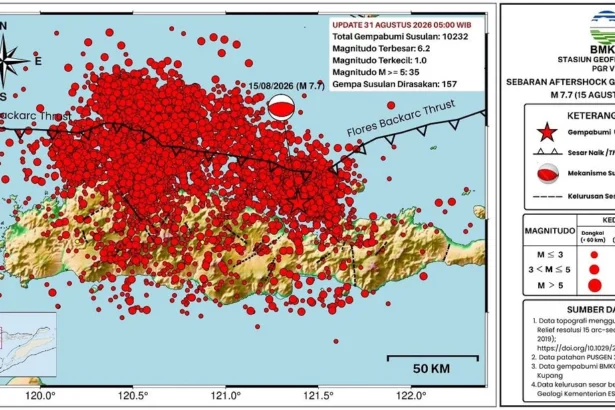 Update Gempa Bumi Susulan di Flores NTT, 31 Agustus 2026. (Sumber: IG @infobmkg)