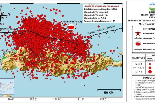 Update gempa susulan di Flores NTT. (Sumber: BMKG)