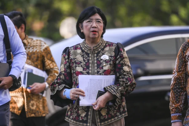 Pejabat Sementara Gubernur Bank Indonesia (BI) Destry Damayanti berjalan untuk mengikuti rapat Komite Stabilitas Sistem Keuangan (KSSK) dengan Presiden Prabowo Subianto di Kompleks Istana Kepresidenan, Jakarta, Senin (27/7/2026). (Sumber: Antara Foto/Hafidz Mubarak A/tom)