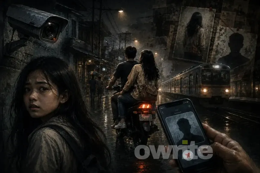 Ilustrasi siswi SMA dan kenalan pria dari aplikasi kencan.