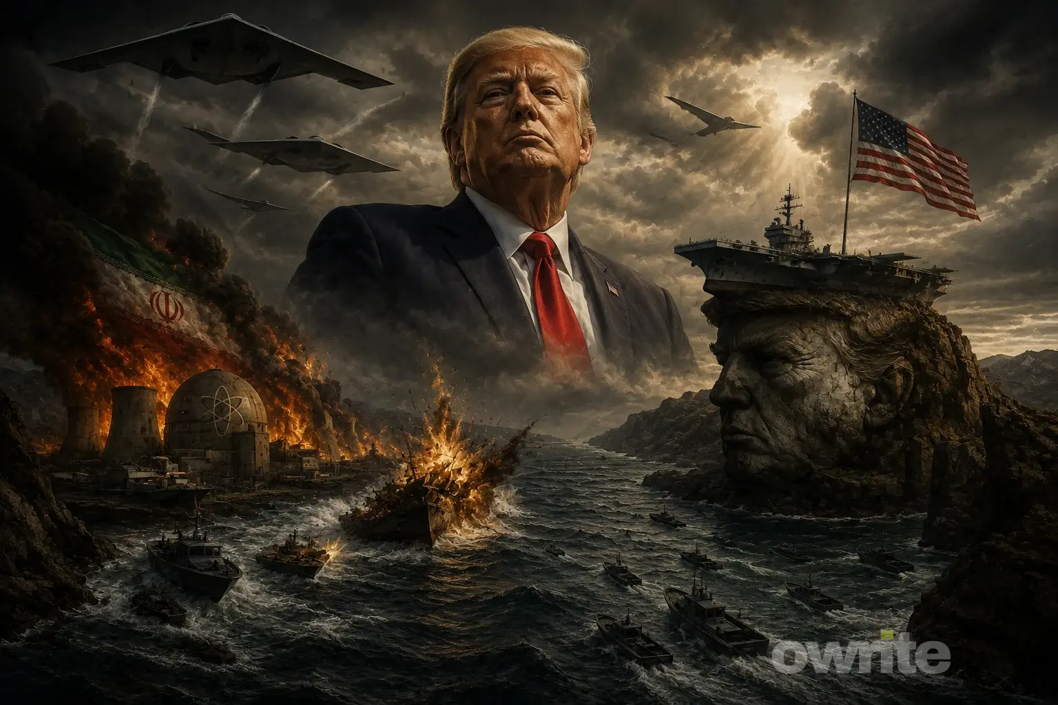 Ilustrasi sesumbar 'Selat Trump'.