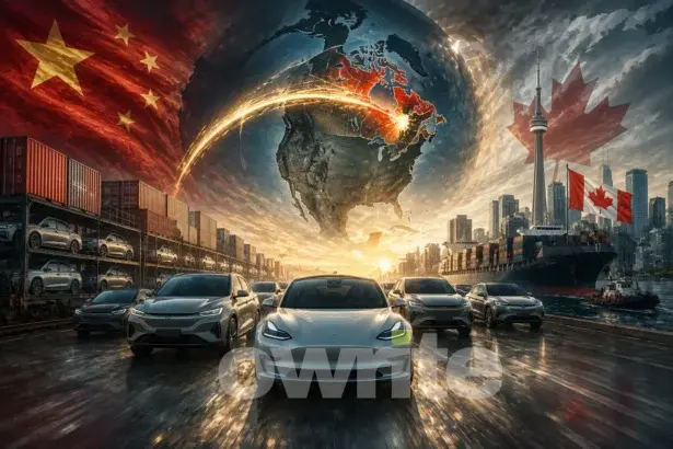 Ilustrasi perdagangan otomotif China–Kanada.