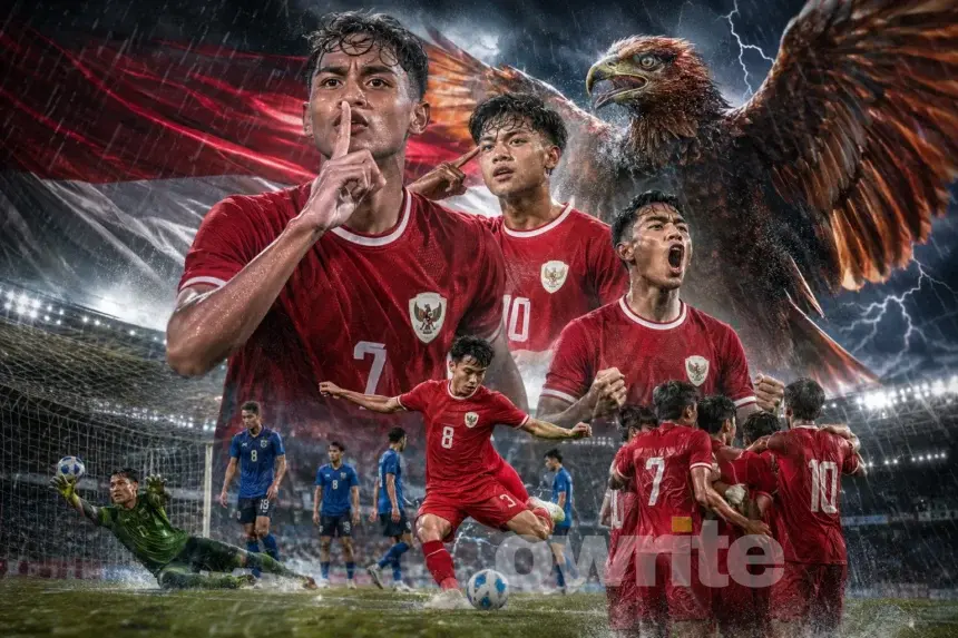 Ilustrasi kemenangan Timnas Indonesia U-20 dalam kualifikasi Piala Asia U-20 2027.