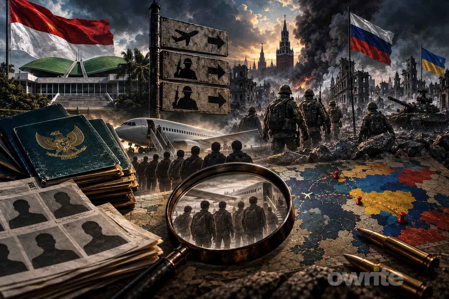 Kolase perekrutan perang Rusia-Ukraina.