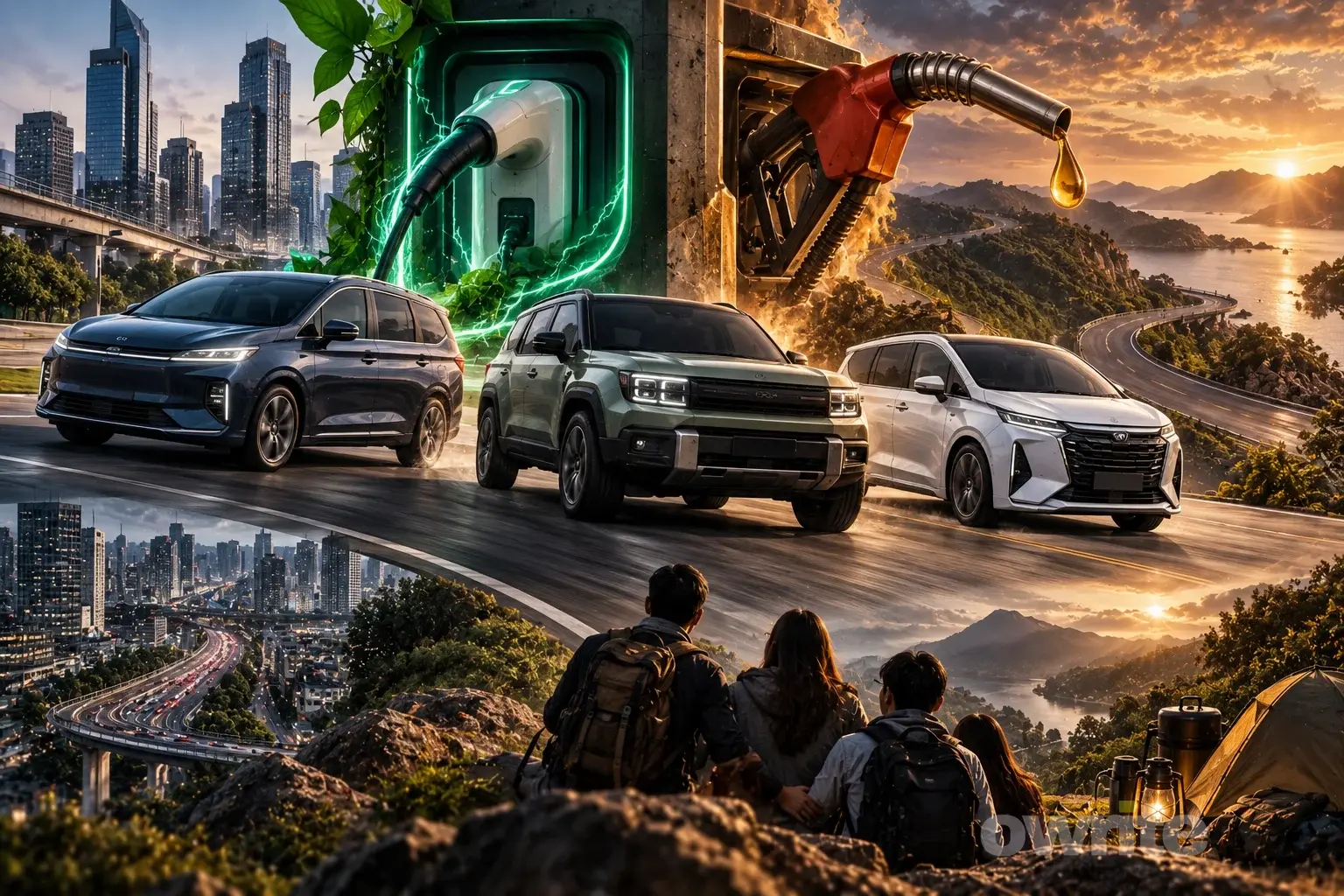 Ilustrasi mobil PHEV.