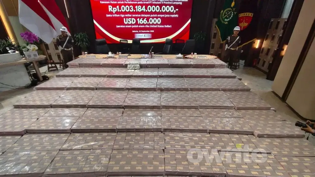Kejagung menyita uang Rp1 triliun dan 166.000 Dolar Amerika dari kasus penyerobotan lahan milik Inhutani oleh PT PSMI. (Sumber: Owrite/Rahmat Baihaqi)