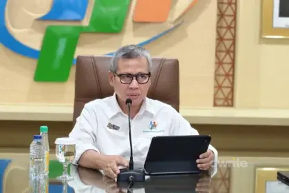 Deputi Bidang Statistik Distribusi dan Jasa BPS Ateng Hartono dalam konferensi pers di Jakarta (sumber: Owrite/Anisa Aulia)