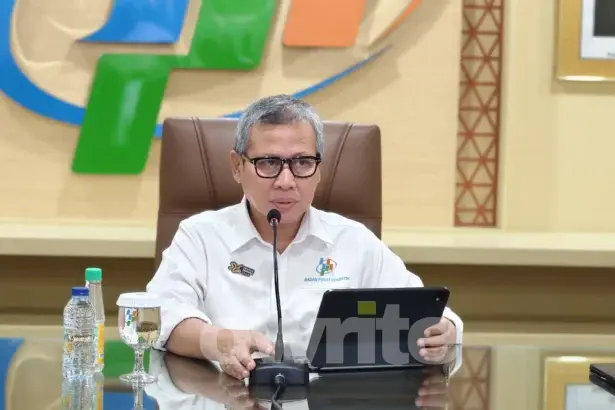 Deputi Bidang Statistik Distribusi dan Jasa BPS Ateng Hartono dalam konferensi pers di Jakarta (sumber: Owrite/Anisa Aulia)
