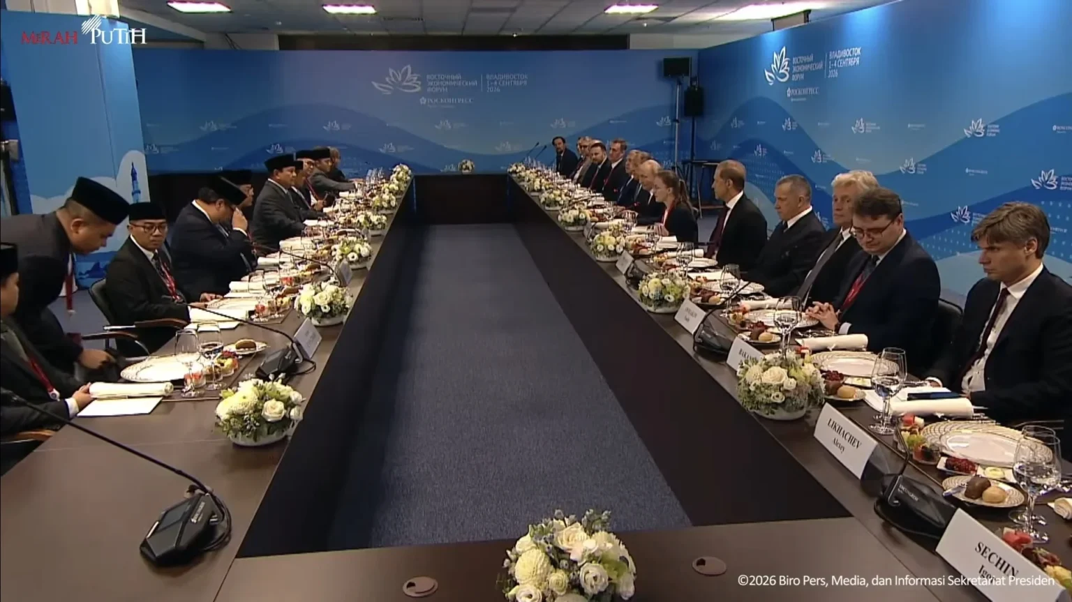 Prabowo Makan Siang Bareng Putin. (Sumber: YouTube Sekretariat Presiden)