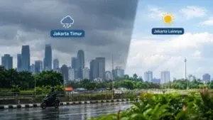 Ilustrasi prakiraan cuaca di Jakarta.