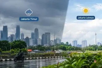 Ilustrasi prakiraan cuaca di Jakarta.