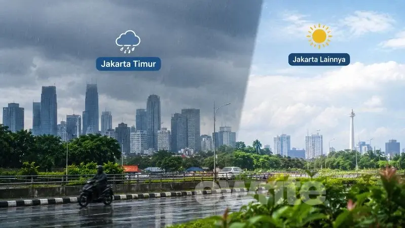 Ilustrasi prakiraan cuaca di Jakarta.