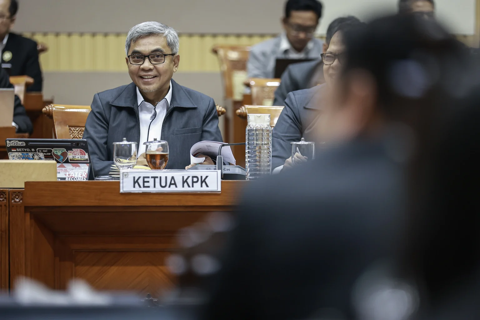Ketua Komisi Pemberantasan Korupsi (KPK) Setyo Budiyanto mengikuti rapat kerja dengan Komisi III DPR di Kompleks Parlemen, Senayan, Jakarta, Selasa (1/9/2026).